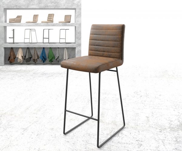 Barová židle Earnest-Flex Brown Vintage Skid kovový rám