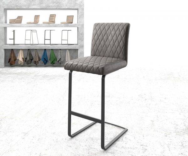 Barová židle Earnest-Flex Diamond Quilting Anthracite Vintage Cantilever Flat Metal