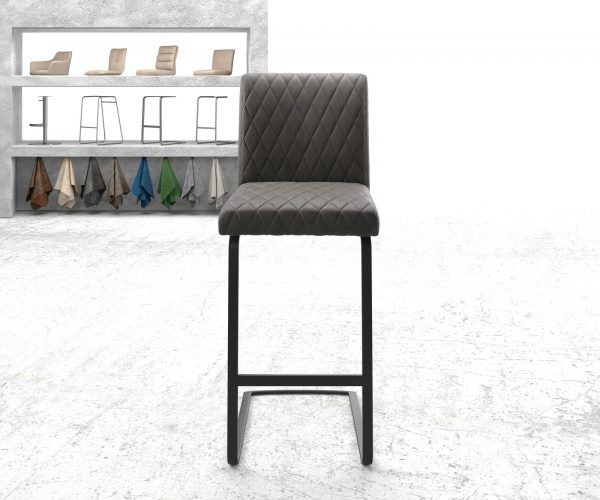 Barová židle Earnest-Flex Diamond Quilting Anthracite Vintage Cantilever Flat Metal - Image 2