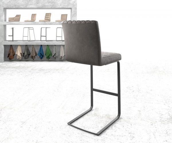Barová židle Earnest-Flex Diamond Quilting Anthracite Vintage Cantilever Flat Metal - Image 3
