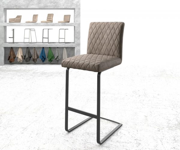 Barová židle Earnest-Flex Diamond Quilting Taupe Vintage Cantilever Flat Metal