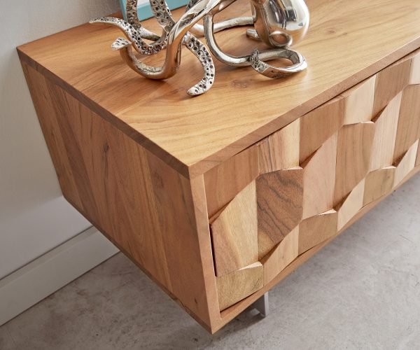 TV stolek Fevo 200 cm akácie přírodní 2 dvířka podnož ve tvaru "L" - Image 5