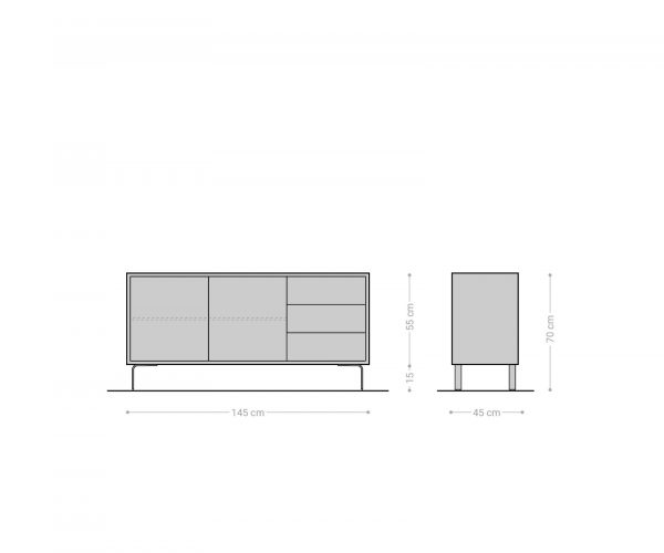 Komoda Fevo 145 cm akácie přírodní 2 dvířka 3 zásuvky podnož ve tvaru "L" - Image 7