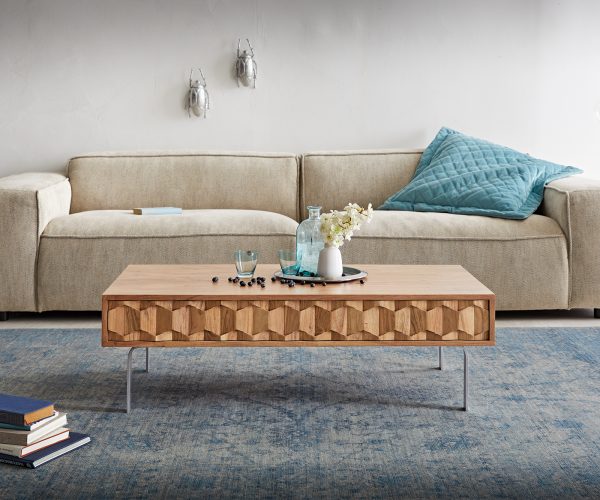 Konferenční stolek Fevo 115x60 cm přírodní akácie podnož ve tvaru "L" černá - Image 2