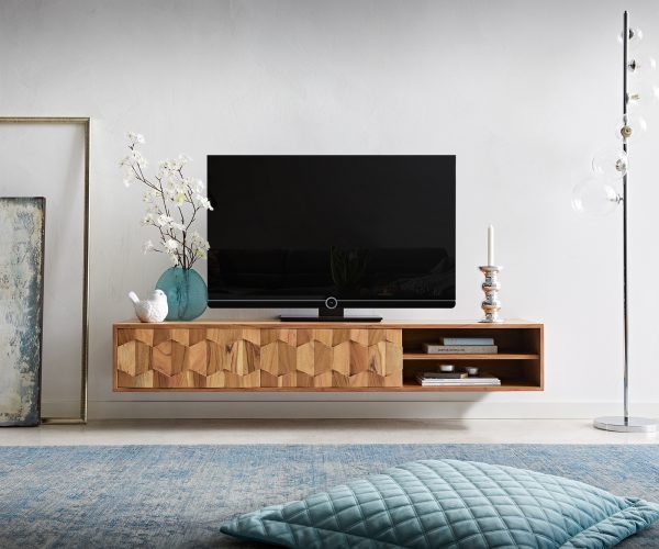 TV stolek Fevo 160 cm akácie přírodní 2 dvířka závěsné - Image 2