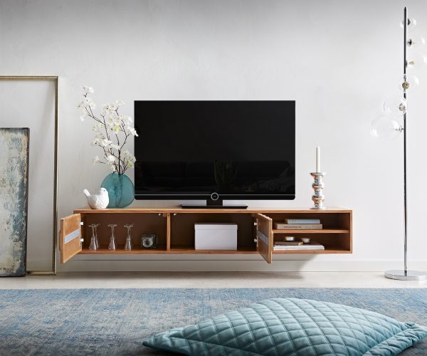 TV stolek Fevo 160 cm akácie přírodní 2 dvířka závěsné - Image 4