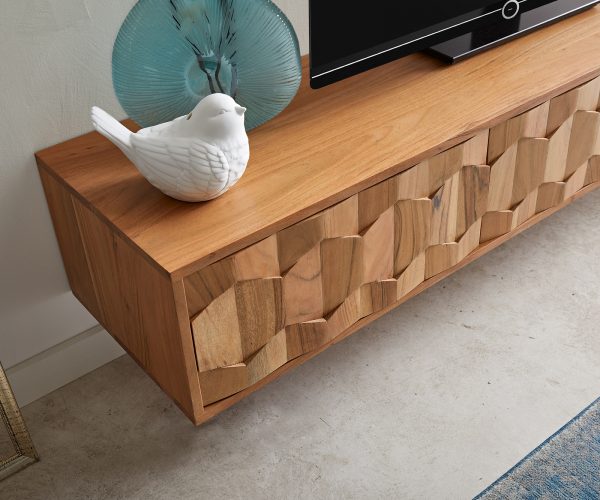 TV stolek Fevo 160 cm akácie přírodní 2 dvířka závěsné - Image 5