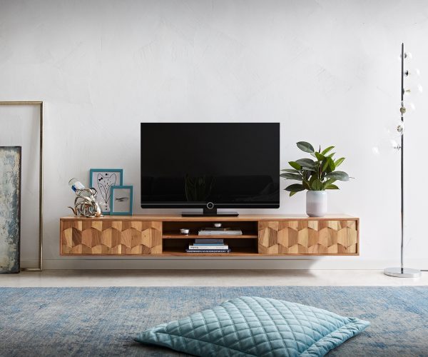TV stolek Fevo 200 cm akácie přírodní 2 dvířka závěsné - Image 2