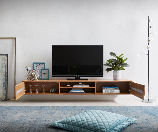TV stolek Fevo 200 cm akácie přírodní 2 dvířka závěsné - Image 4