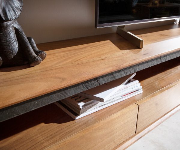 TV stolek Stonegrace 240 cm akácie přírodní 2 přihrádky 4 zásuvky kamenina podnož ve tvaru "V" - Image 5