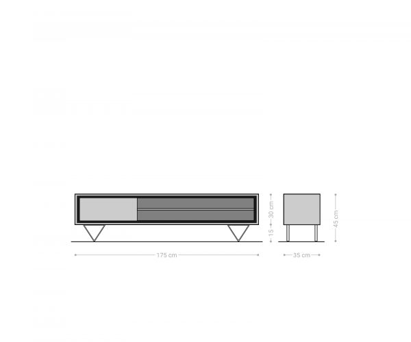 Lowboard Stonegrace 175 cm Akácie Přírodní 1 dveře 2 přihrádky Kamenná dýha V-noha - Image 7