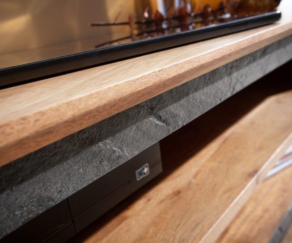 TV stolek Stonegrace 240 cm Akácie přírodní 2 dvířka 4 přihrádky Kamenná dýha V-noha - Image 5