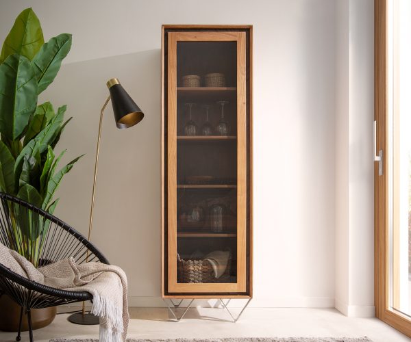 Vitrína Stonegrace 60x180 přírodní akácie 1 dvířka z kamene podnož ve tvaru "V" - Image 2