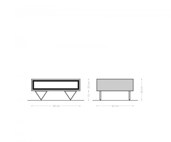 Konferenční stolek Stonegrace 80x60 přírodní akácie 1 police kamenná dýha podnož "V" - Image 6