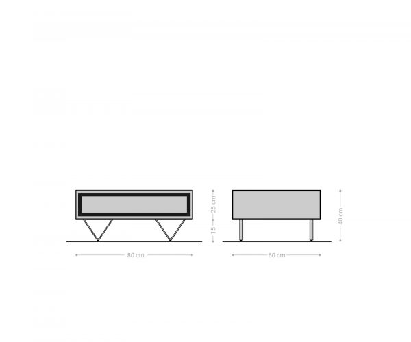 Konferenční stolek Stonegrace 80x60 přírodní akácie 2 šuplíky kamenná dýha podnož "V" - Image 8