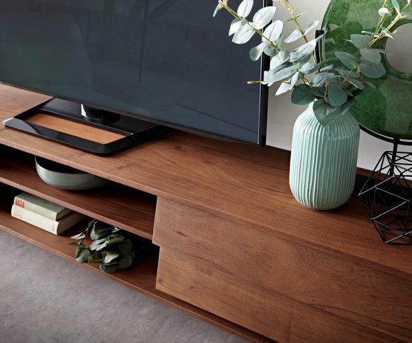 TV stolek Eloi 240x35 cm hnědá akácie 4 šuplíky závěsný - Image 5