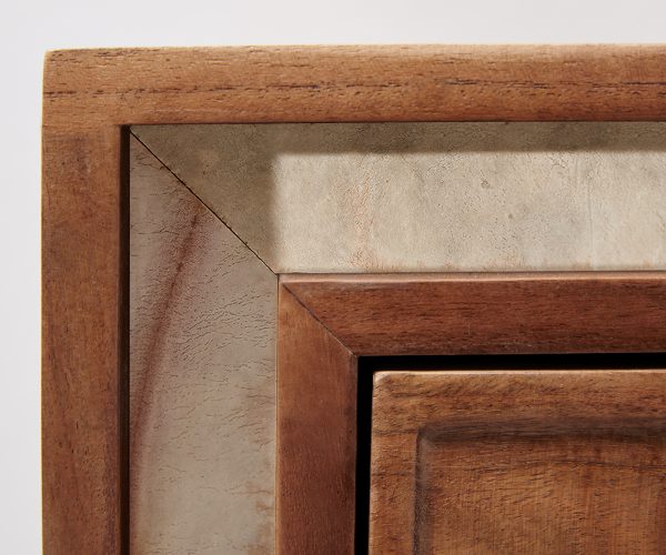 TV stolek Stonegrace 200 cm akácie hnědá 3D 4 dvířka podnož ve tvaru "V" černá - Image 5