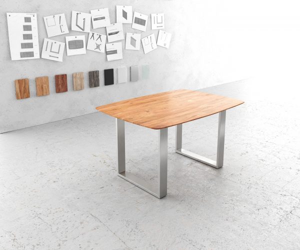 Jídelní stůl Edge 140x90 přírodní akácie nerezová ocel úzká švýcarská hrana