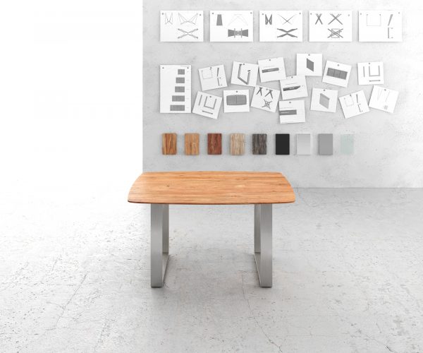 Jídelní stůl Edge 140x90 přírodní akácie nerezová ocel úzká švýcarská hrana - Image 2