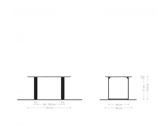 Jídelní stůl Edge 140x90 přírodní akácie nerezová ocel úzká švýcarská hrana - Image 6