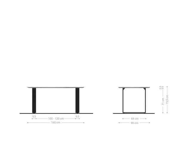 Jídelní stůl Edge zaoblená 160x90 akácie přírodní nerezová ocel úzká švýcarská hrana - Image 6