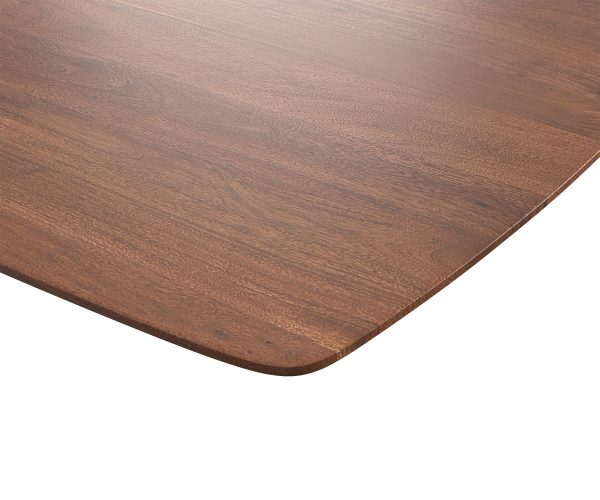 Jídelní stůl Edge zaoblená 180x90 akácie hnědá nerezová ocel úzká švýcarská hrana - Image 5