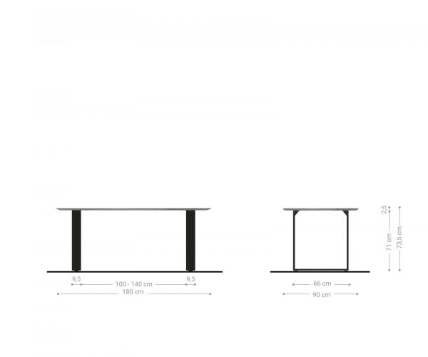 Jídelní stůl Edge zaoblená 180x90 akácie hnědá nerezová ocel úzká švýcarská hrana - Image 6