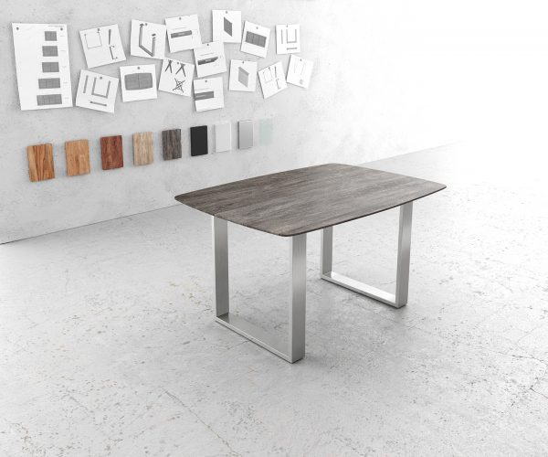 Jídelní stůl Edge 140x90 platinová akácie nerezová ocel úzká švýcarská