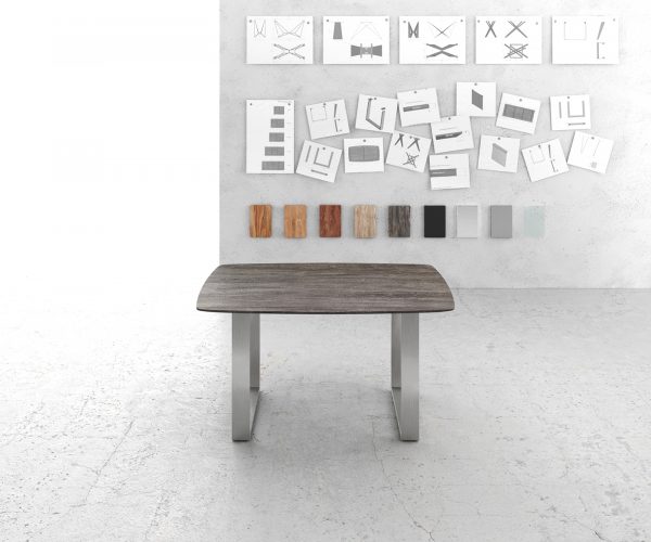 Jídelní stůl Edge 140x90 platinová akácie nerezová ocel úzká švýcarská - Image 2