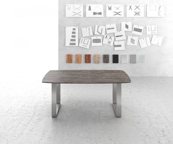 Jídelní stůl Edge zaoblená 180x90 akácie platina nerezová ocel úzká švýcarská hrana - Image 2