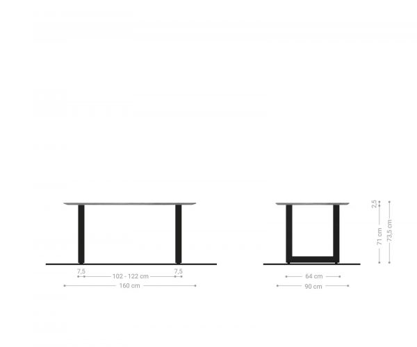 Jídelní stůl Edge zaoblená 160x90 akácie hnědá nerezová ocel široká švýcarská hrana - Image 6