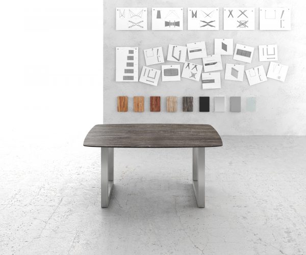 Jídelní stůl Edge zaoblená 160x90 akácie platina nerezová ocel široká švýcarská hrana - Image 2