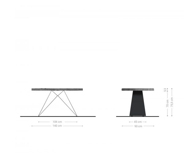 Jídelní stůl Edge 140x90 XL Akácie Přírodní V-rám Plochá ocel Černá nepravidelná hrana - Image 6