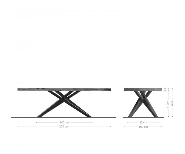 Jídelní stůl Edge 260x100 akácie přírodní křížová podnož černá - Image 7