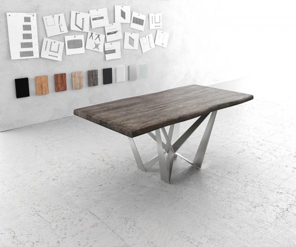 Jídelní stůl Edge 180x90 XL Acacia Platinum Spider Flat Steel Nerezová ocel Live-Edge