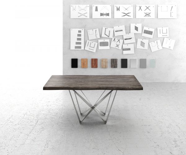 Jídelní stůl Edge 180x90 XL Acacia Platinum Spider Flat Steel Nerezová ocel Live-Edge - Image 2