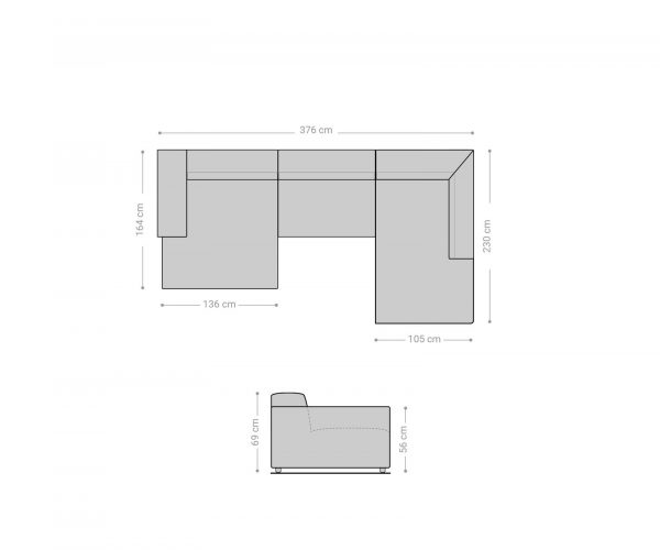 Tenso 380x230 cm Žinylka Béžová dlouhá židlePravá Sedací souprava - Image 8