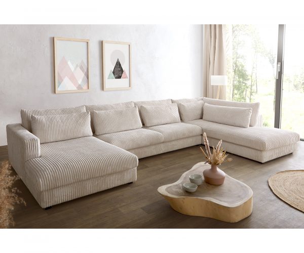 Pohovka Isla 430x225 Manšestrová Béžová Otoman Pravý