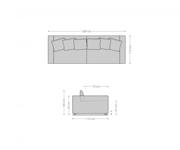 Velká pohovka Justo 310x110 cm žinylka béžová - Image 6