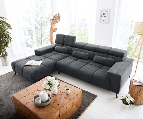 Rohová pohovka Ordino 285x200 černá mikrovlákno levá s elektrickám nastavením hloubky sedáku - Image 4
