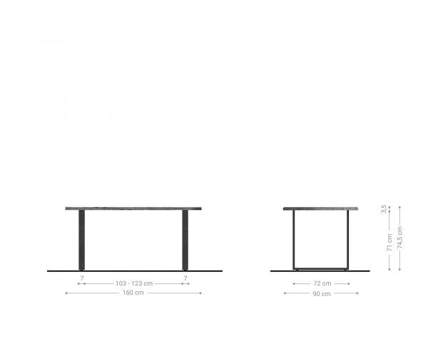 Jídelní stůl Edge 160x90 akácie platina tenká podnož černá - Image 6