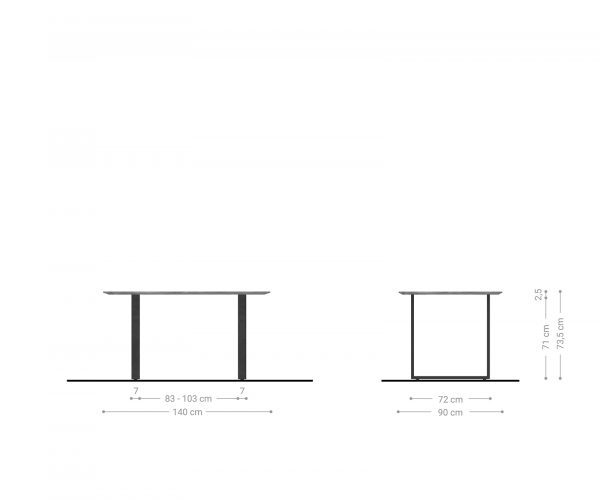 Jídelní stůl Edge 140x90 přírodní akácie tenká černá podnož švýcarská hrana - Image 6