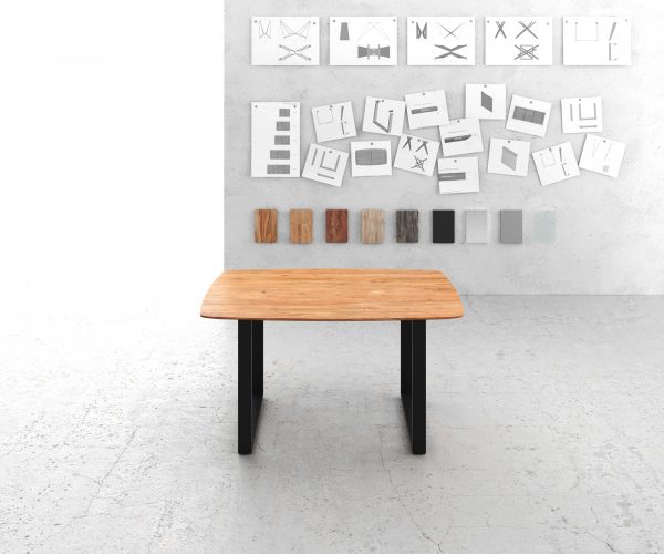 Jídelní stůl Edge 140x90 přírodní akácie tenká černá podnož švýcarská hrana - Image 2