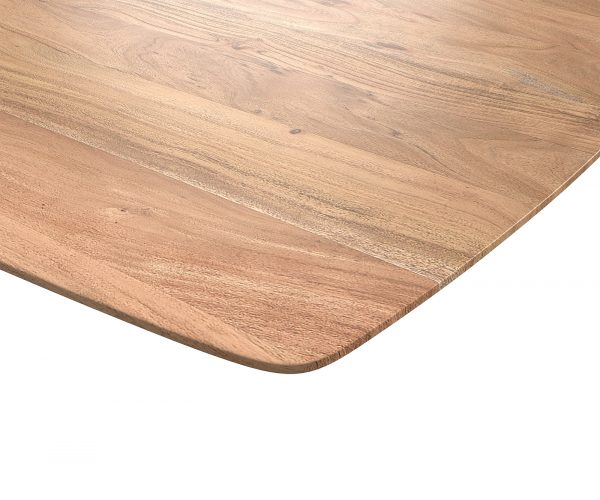 Jídelní stůl Edge zaoblená 200x100 akácie přírodní tenká podnož černá švýcarská hrana - Image 5
