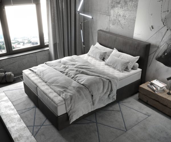 Postel Boxspring Dream-Well 140x200 cm mikrovlákno antracitová vintage s taštičkovou pružinovou matrací a visco topperem - Image 4