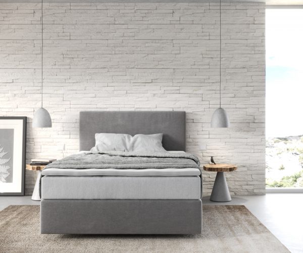 Boxspring postel Dream-Well 120x200 cm mikrovlákno šedá s taštičkovou pružinovou matrací a visco topperem - Image 2