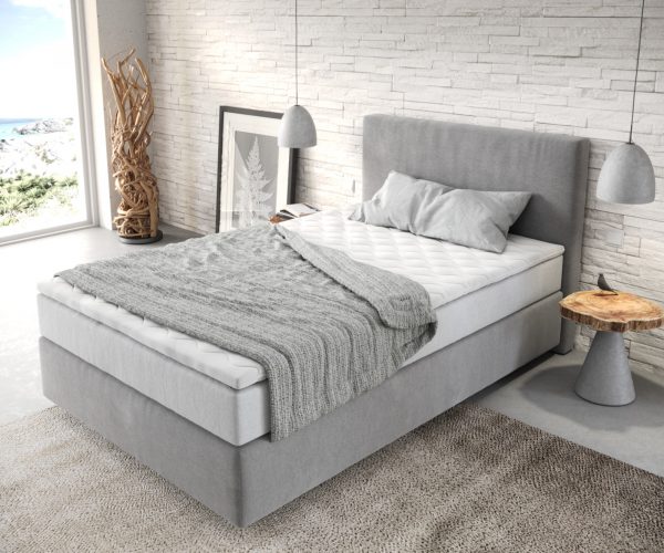 Boxspring postel Dream-Well 120x200 cm mikrovlákno šedá s taštičkovou pružinovou matrací a visco topperem - Image 4