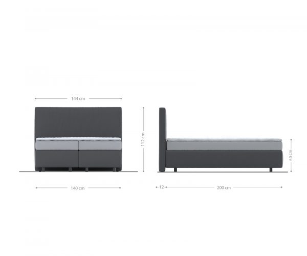 Boxspring postel Dream-Well 140x200 cm manšestr stříbrošedá s taštičkovou pružinovou matrací a visco topperem - Image 5