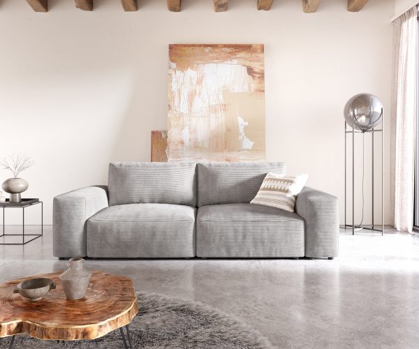 Velká pohovka Lanzo D 250x105 cm manšestr stříbrnošedá - Image 2