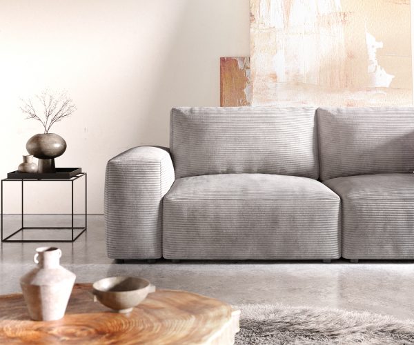 Velká pohovka Lanzo D 250x105 cm manšestr stříbrnošedá - Image 5